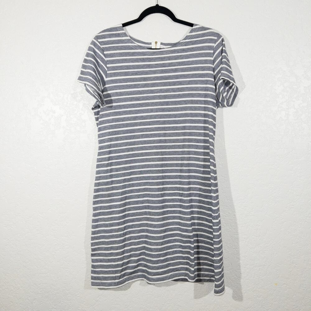 Sail To Sable Gray & White Striped T-Shirt Dress Size XL‎